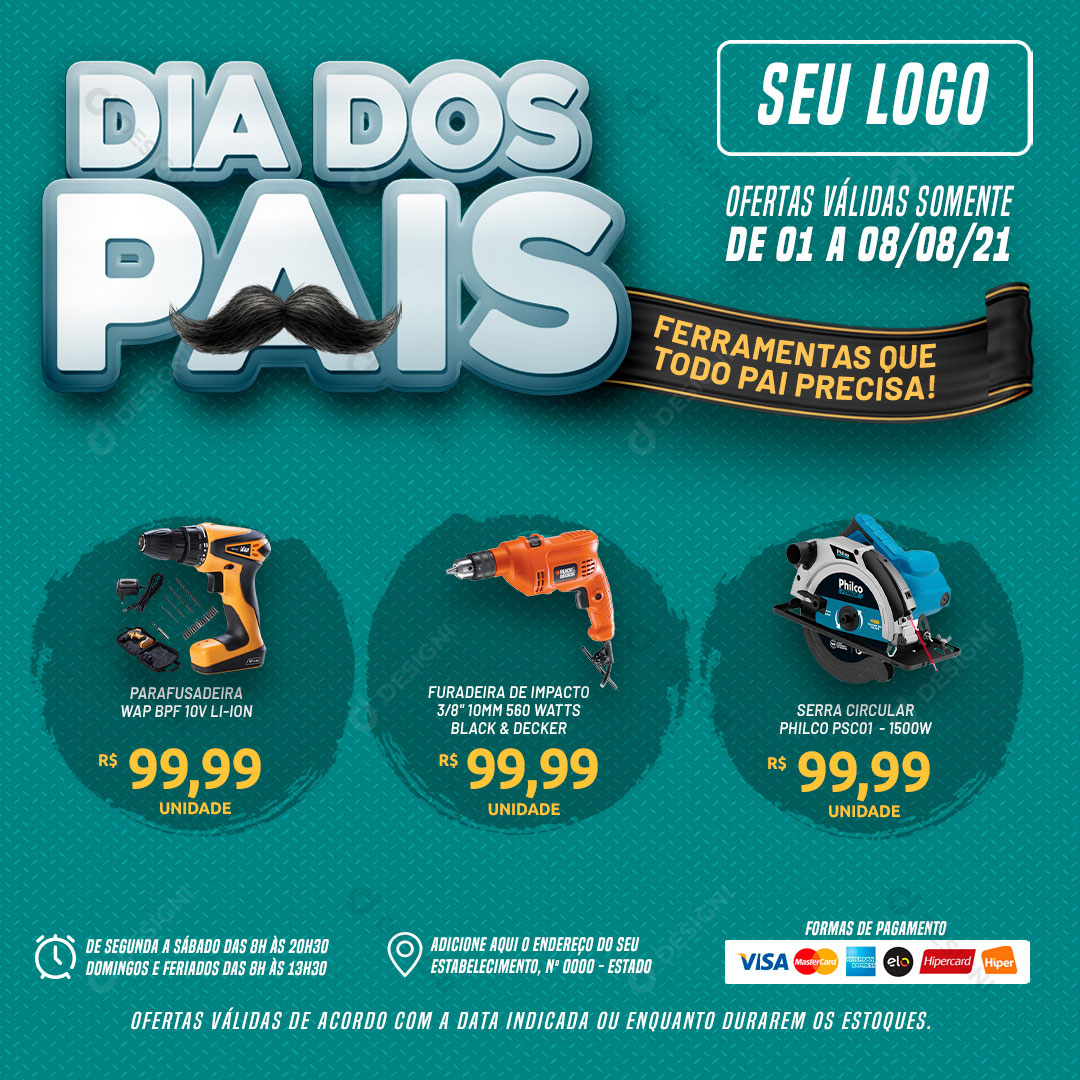 Lojas de Ferramentas Dia dos Pais Social Media PSD Editável