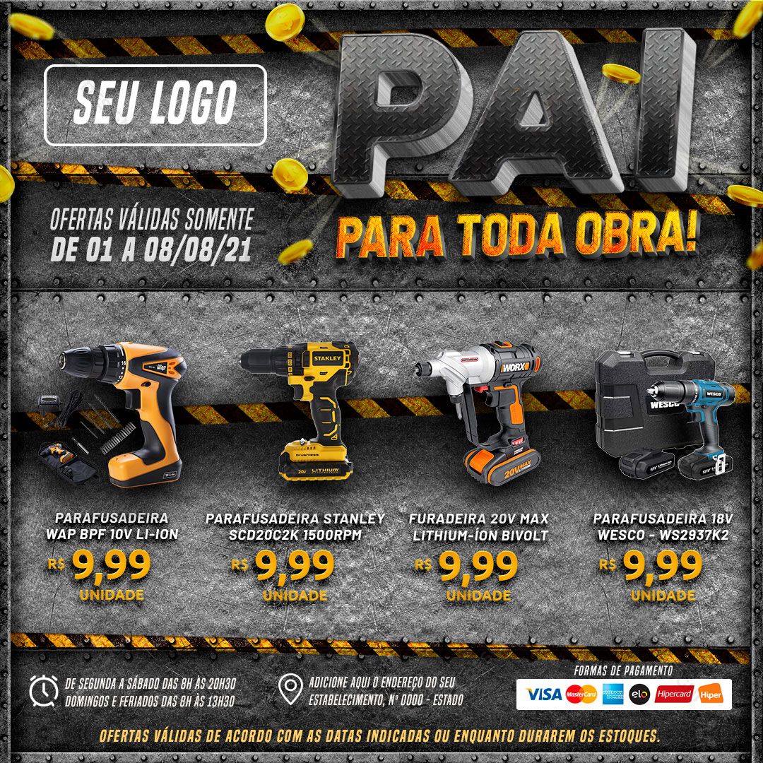 Father Tools Store for All Work Social Media Editable PSD