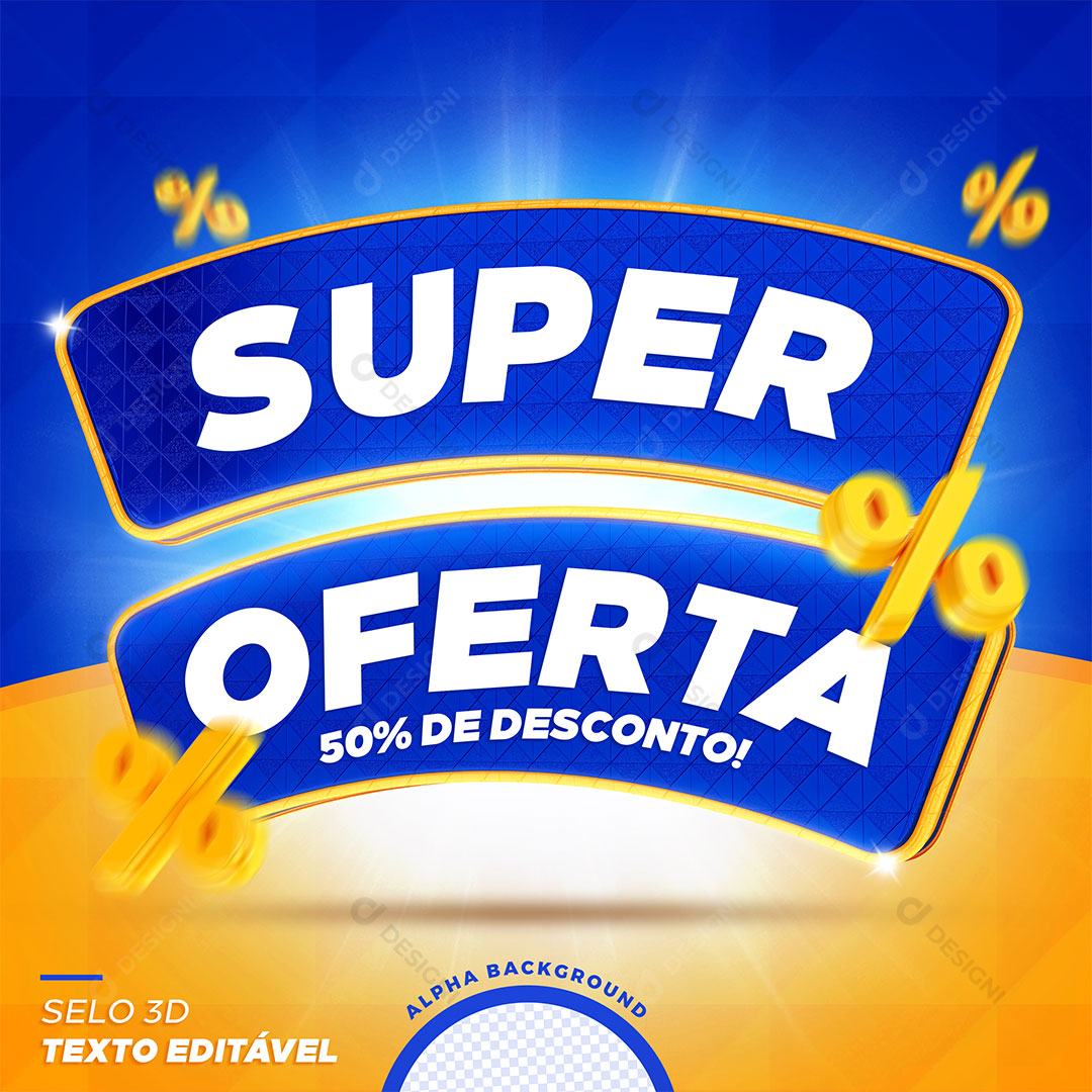 Super Ofertas 50% de Desconto Selo 3D PSD Editável