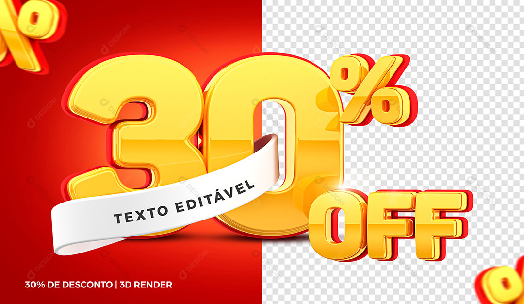 30% Off Elemento 3D Para Composição PSD Editável