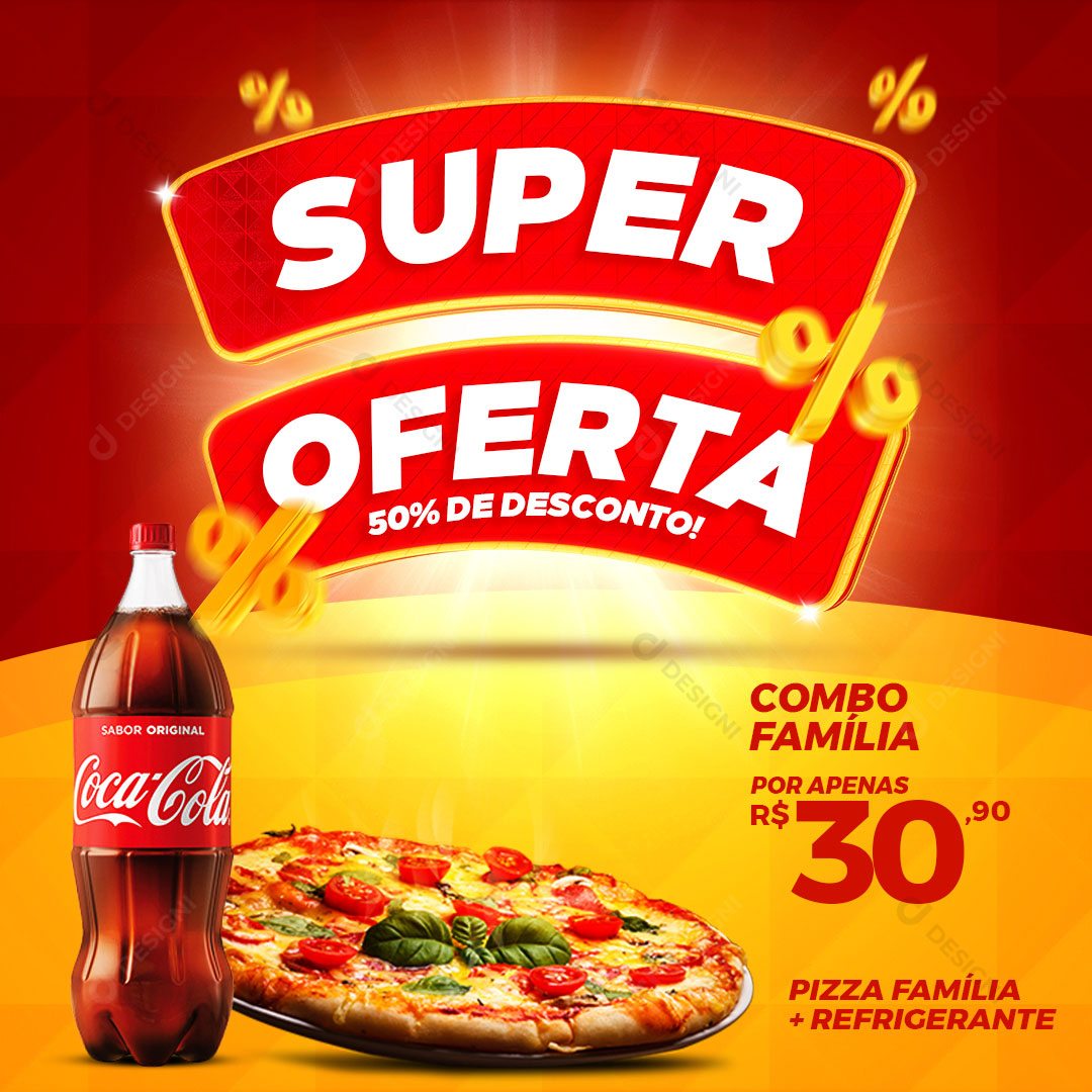 Super Offers 50% Discount Pizzeria Combo Selo 3D Editable PSD