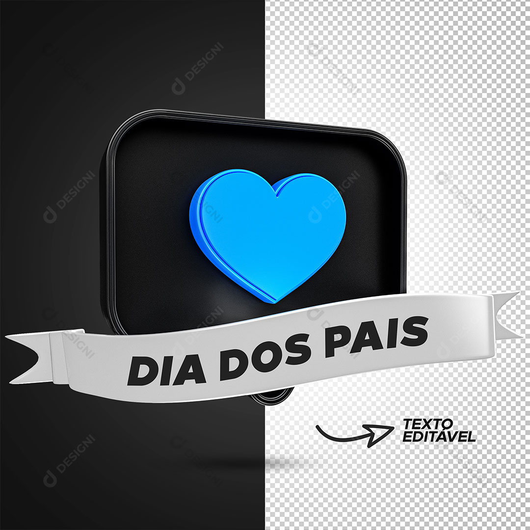 Dia dos Pais Selo 3D PSD Editável