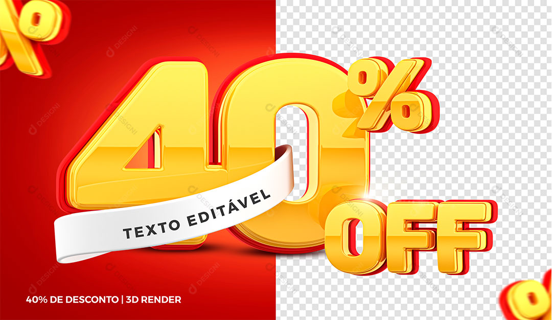 40% Off Elemento 3D Para Composição PSD Editável