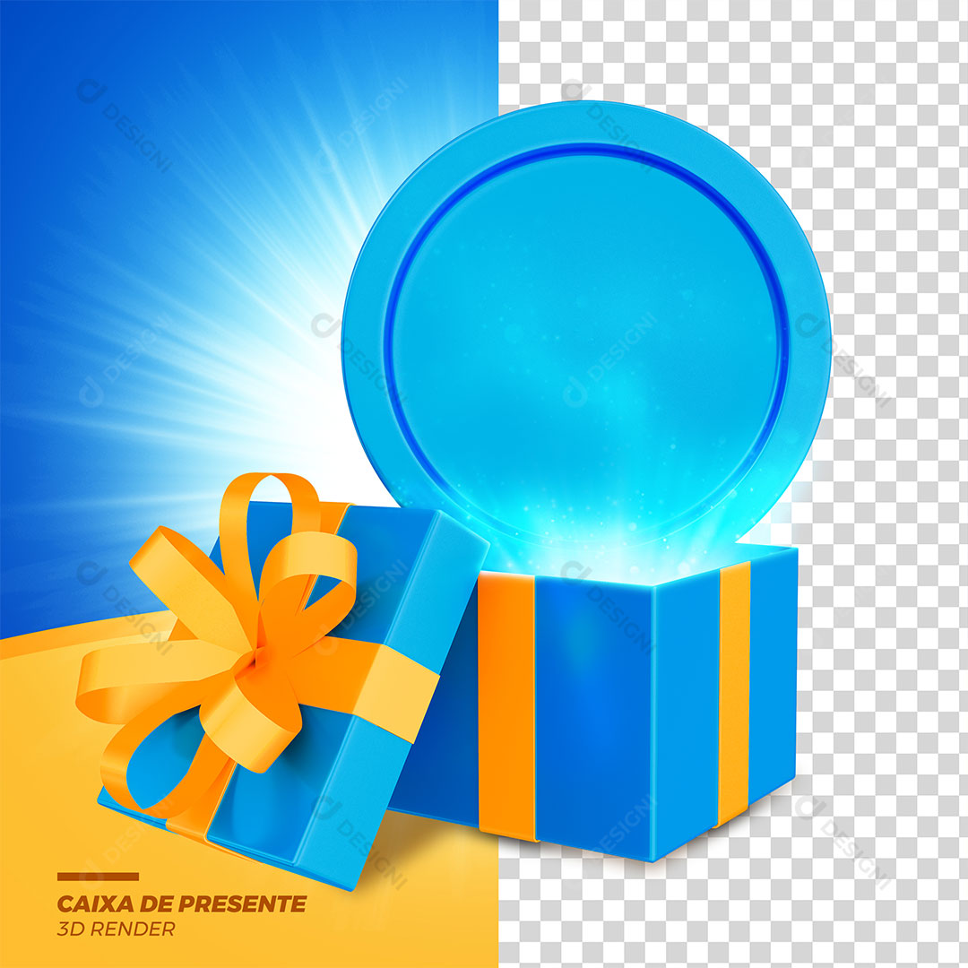 Caixa de Presente Elemento 3D Para Composição PSD