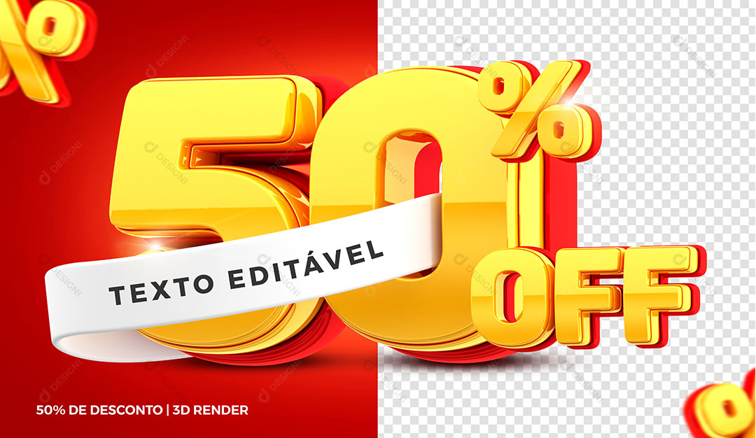 50% Off Elemento 3D Para Composição PSD Editável