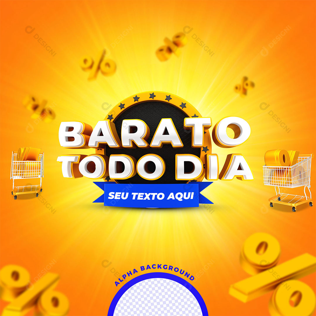 Barato Todo Dia Selo 3D PSD Editável