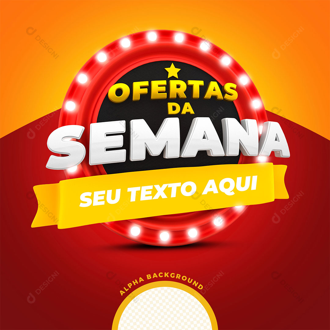 Ofertas da Semana Selo 3D Texto Editável PSD