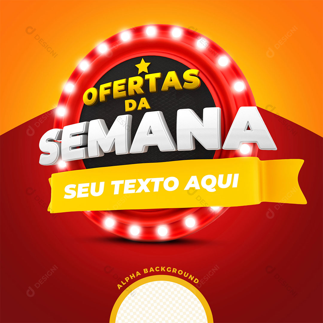 Ofertas da Semana Selo 3D Texto Editável PSD