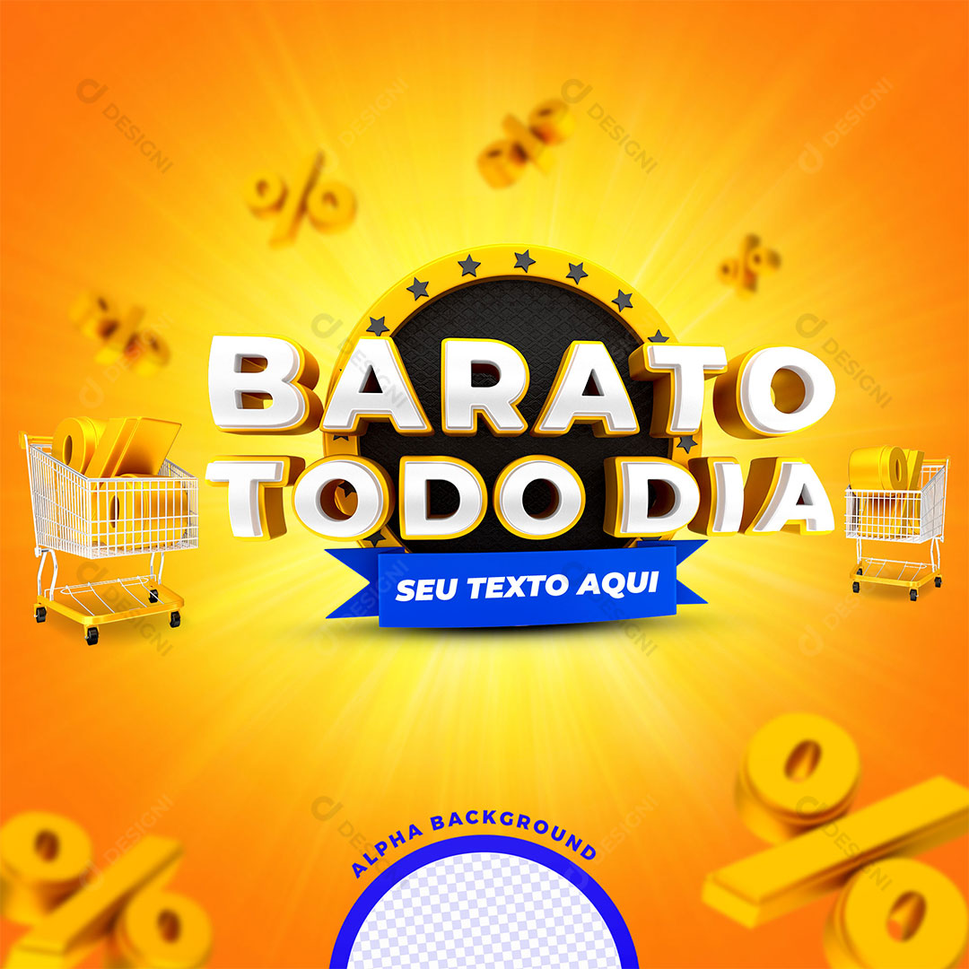 Barato Todo Dia Selo 3D PSD Editável