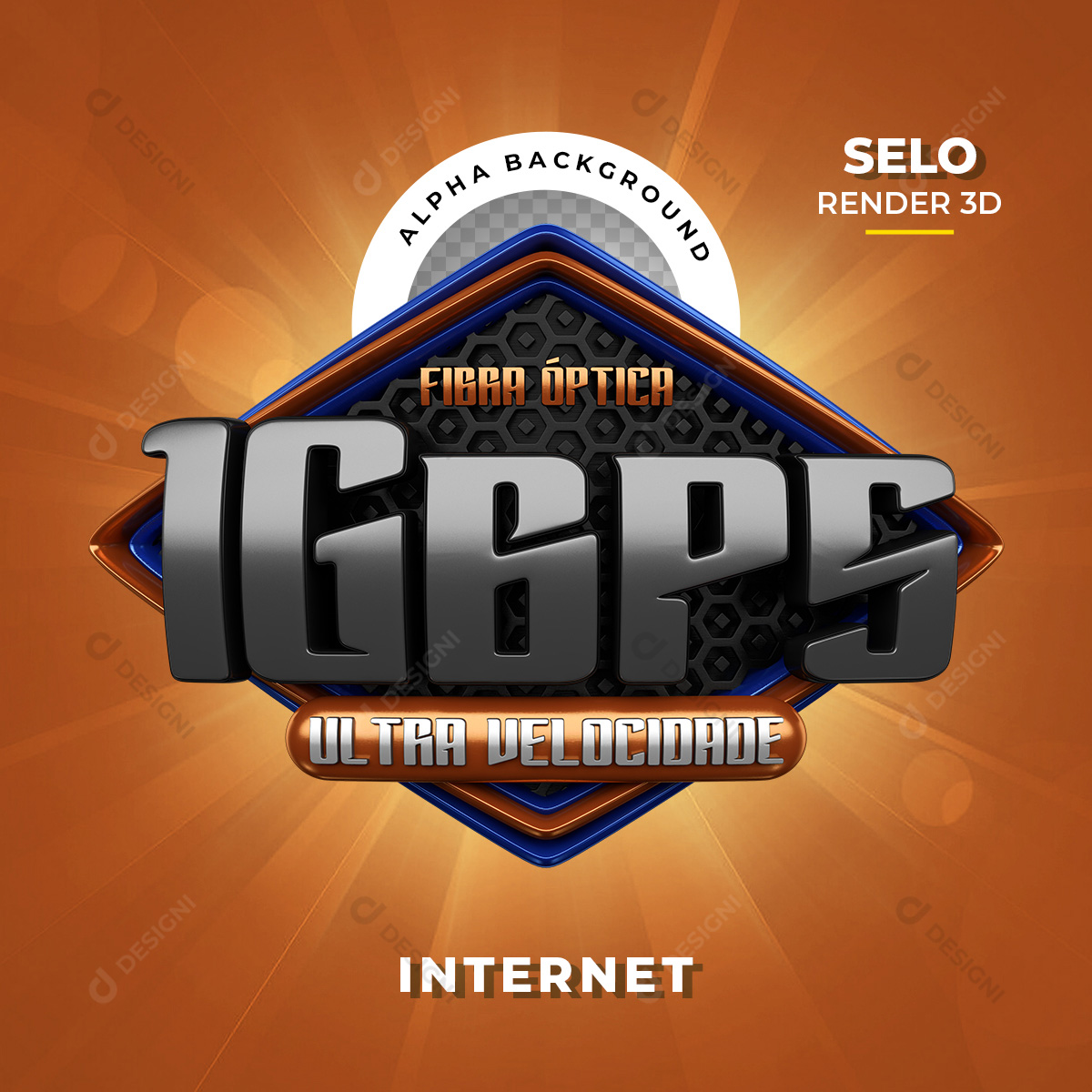 Selo 3D 1 Giga Internet PNG Transparente Sem Fundo