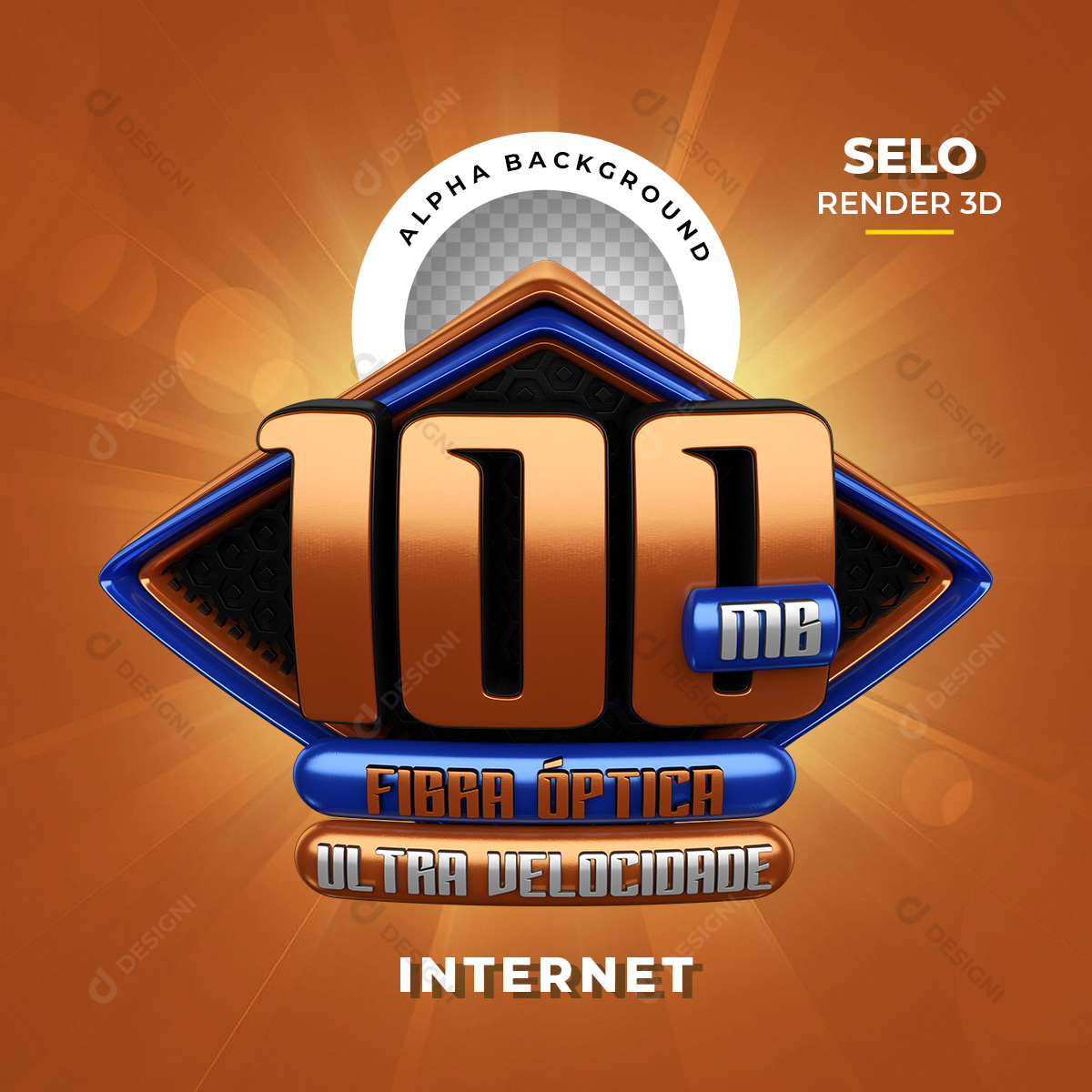 Selo 3D 100 Megas Ultra Velocidade Internet PNG Transparente Sem Fundo
