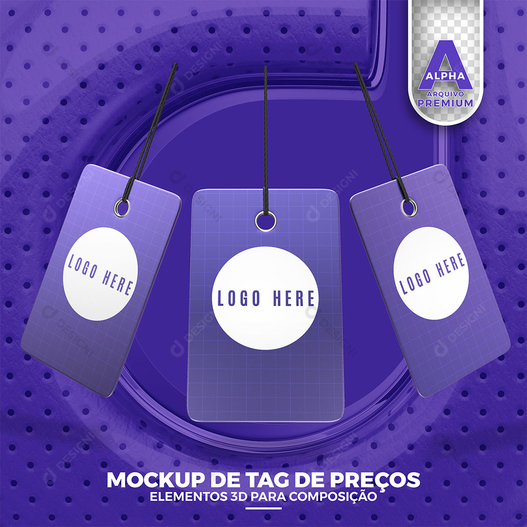 Mockup de Tags de Preço Elemento 3D Composição PSD Editável
