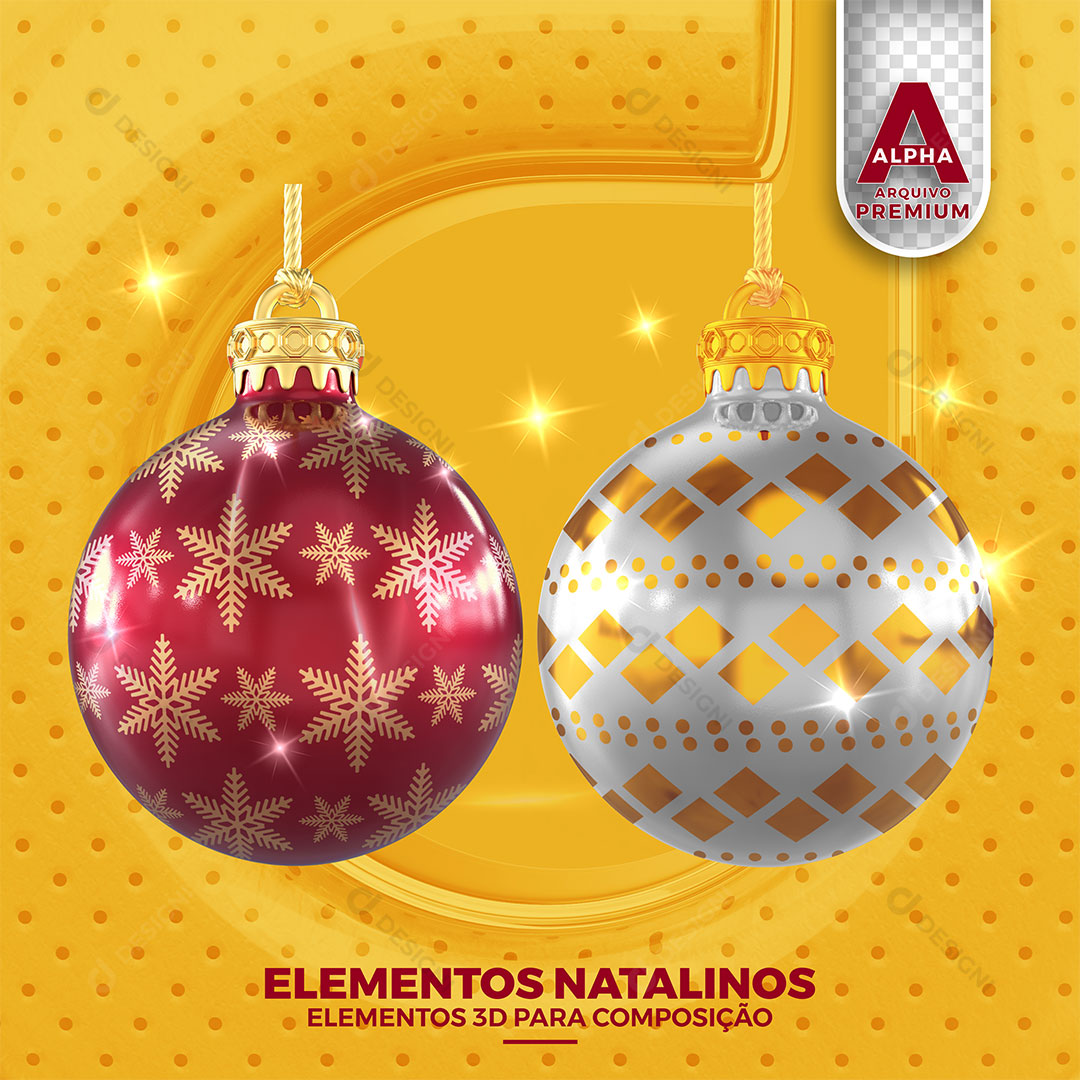 Elementos Natalino Natal Elementos 3D Para Composição PSD