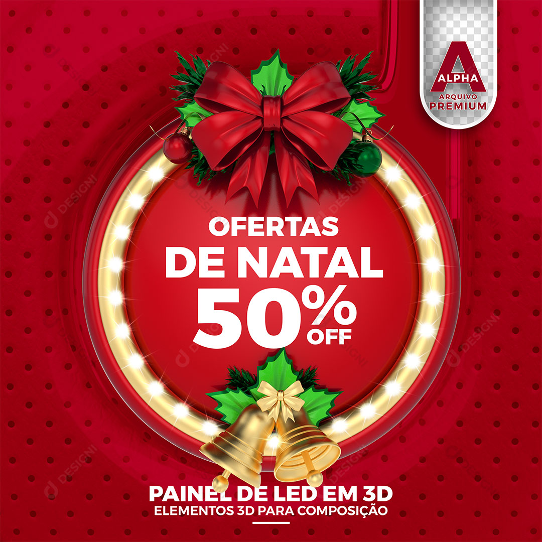 Ofertas de Natal 50% Off Elemento 3D PSD Editável