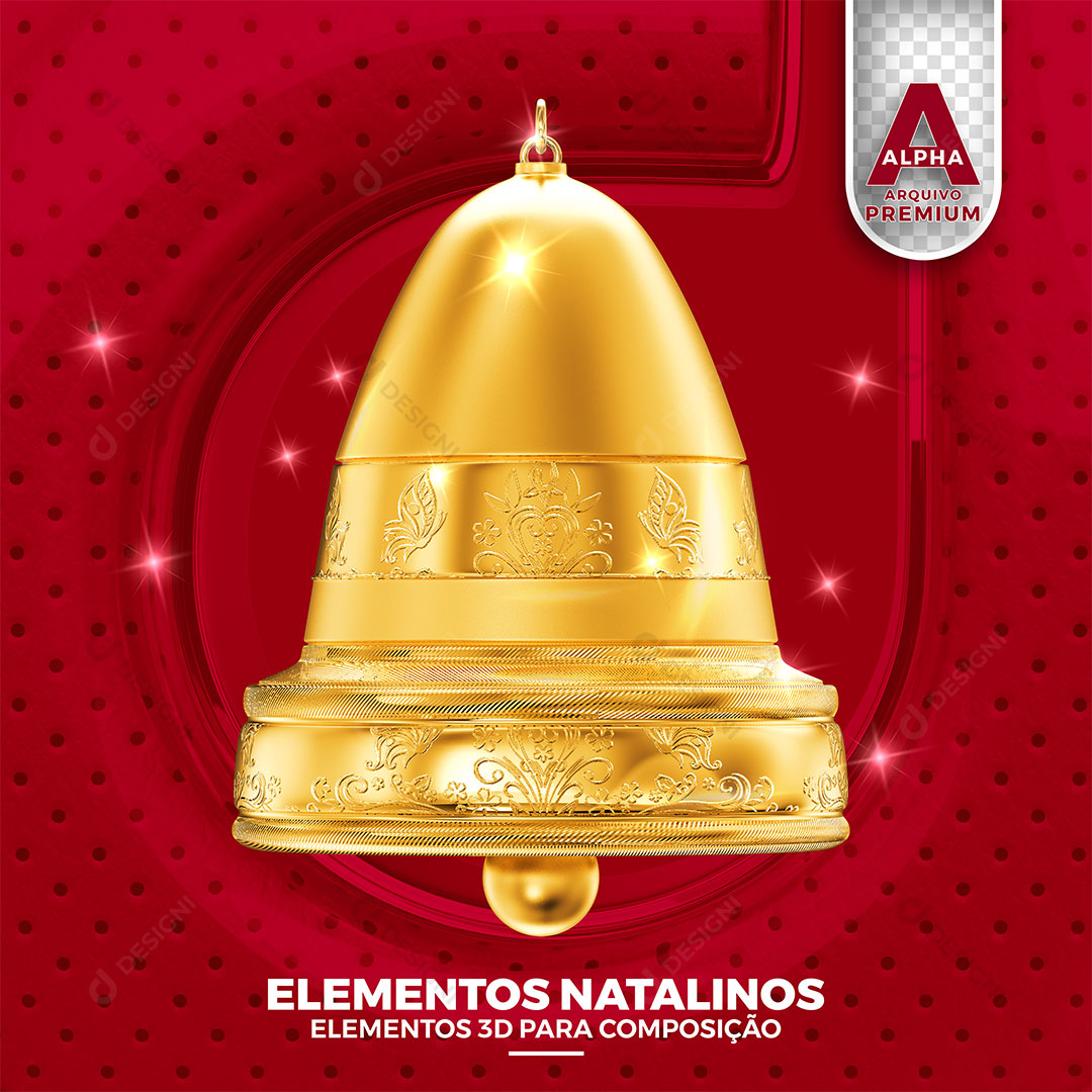 Elemento Natalino Sino 3D Para Composição PSD