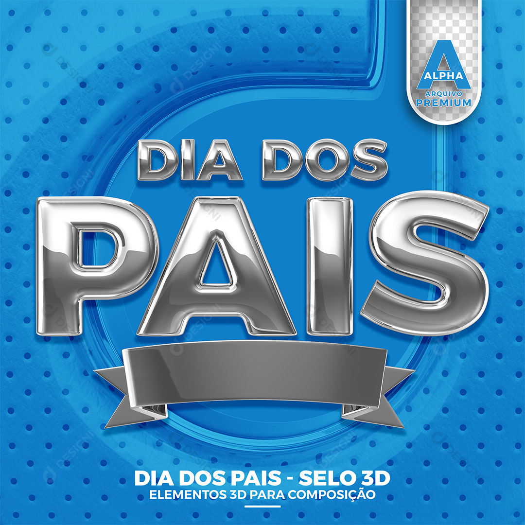 Dia dos Pais Selo 3D PNG Transparente Sem Fundo