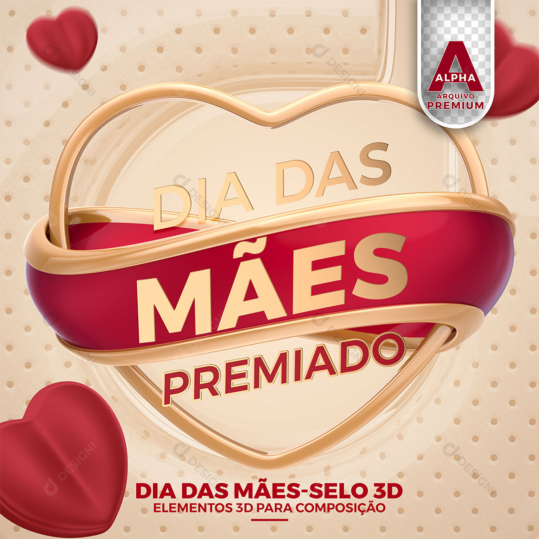 Dia das Mães Premiado Selo 3D PNG Transparente