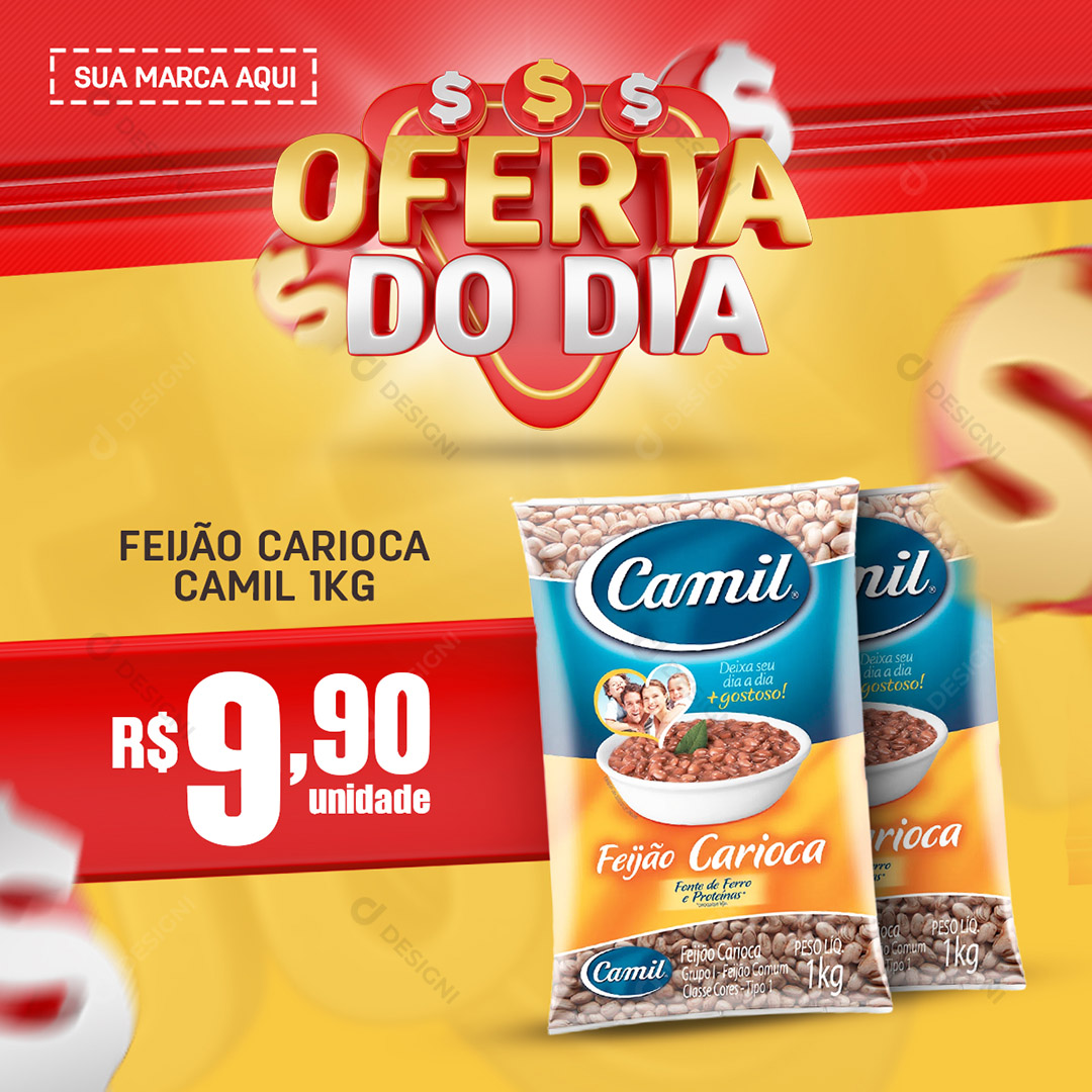 Oferta do Dia Social Media Supermercado Feijão PSD Editável