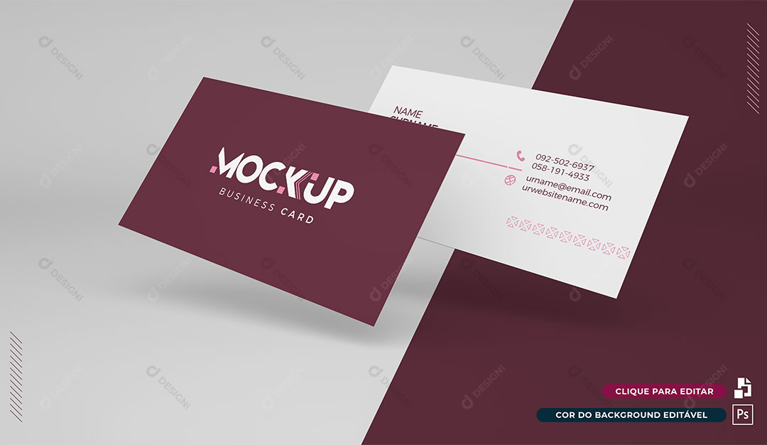 Mockup 3D Cartao de Visitas PSD Editável