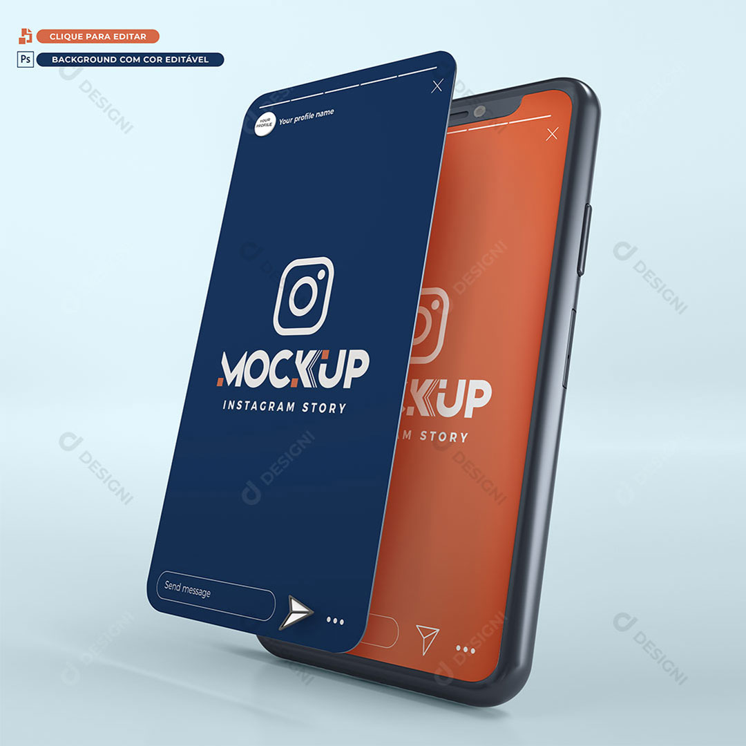 Mockup 3D Iphone Smartphone Stories Rede Social