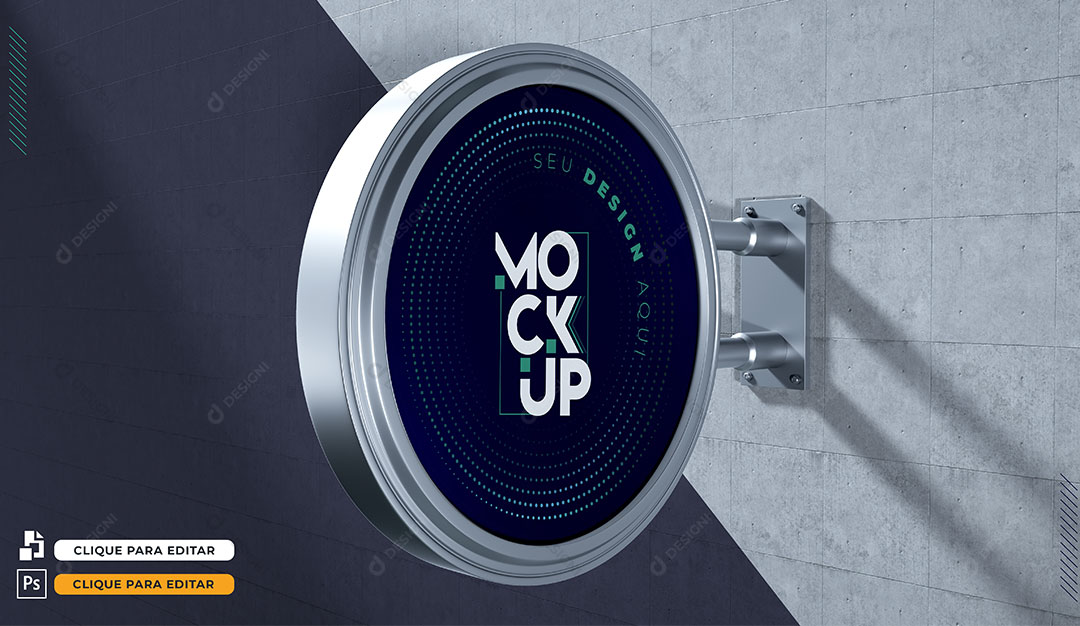 Mockup Placa Redonda PSD Editável