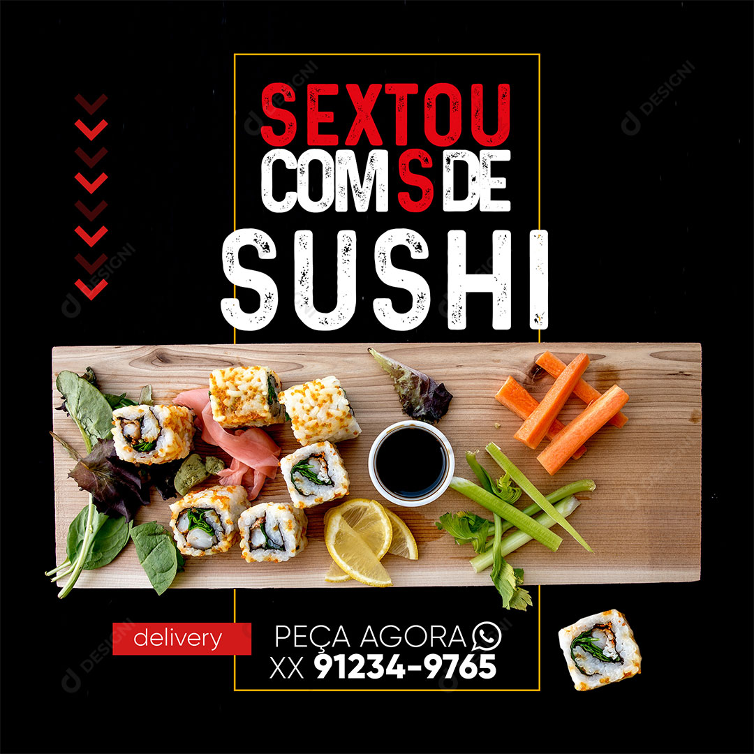 Post Delivery Sushi Sextou Com S de Sushi Social Media PSD Editável