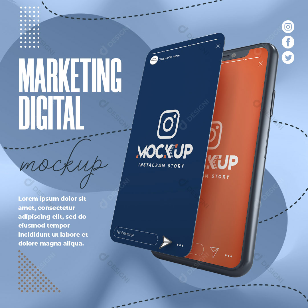 Post Marketing Digital para Instagram Social Media PSD Editável