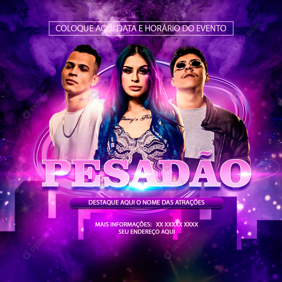 Flyer Pesadão Festa Social Media PSD Editável