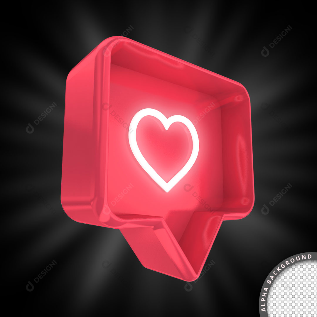 Ícone Instagram Amei Gostei 3D Para Composição PNG Transparente