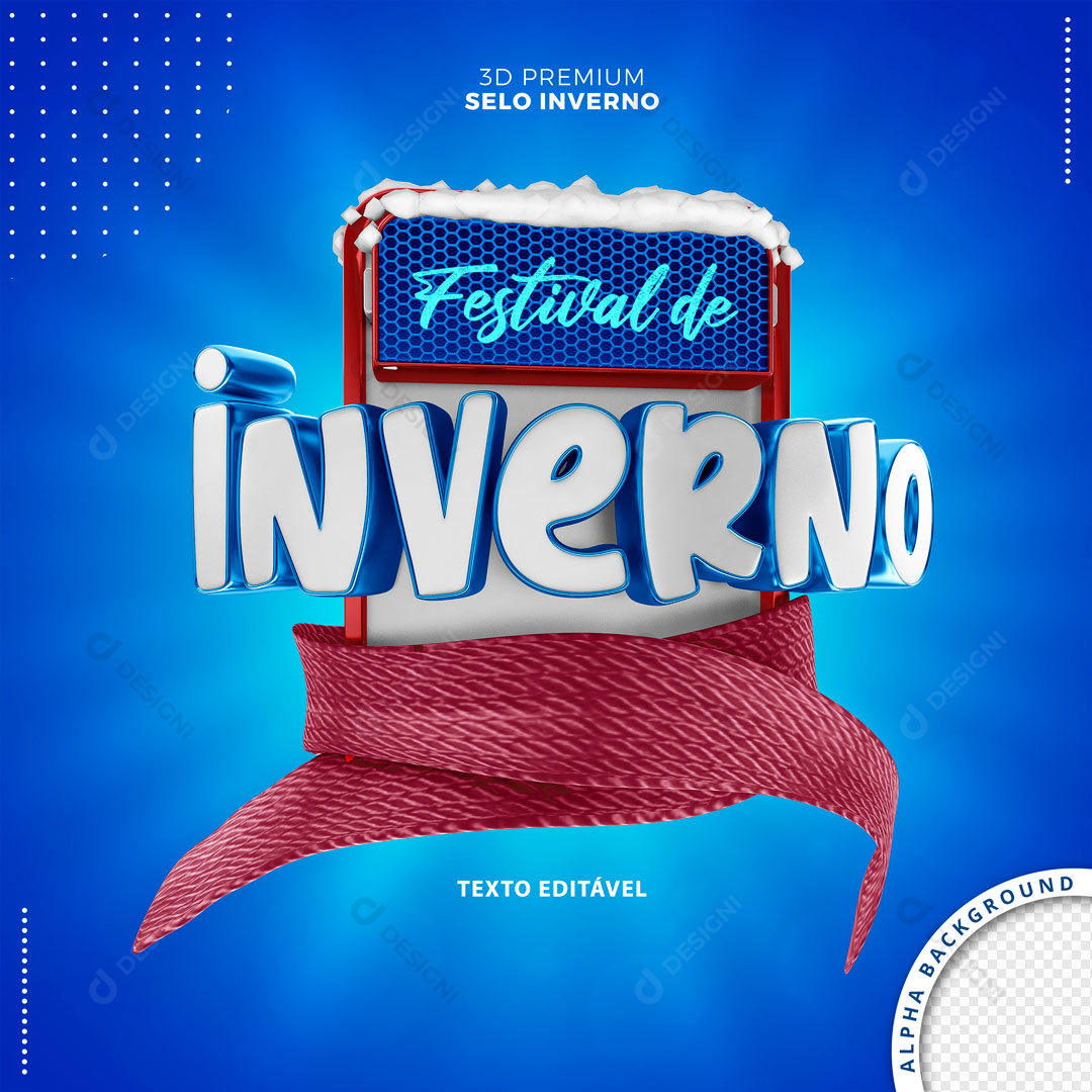 Festival de Inverno Selo 3D Texto Editável PSD