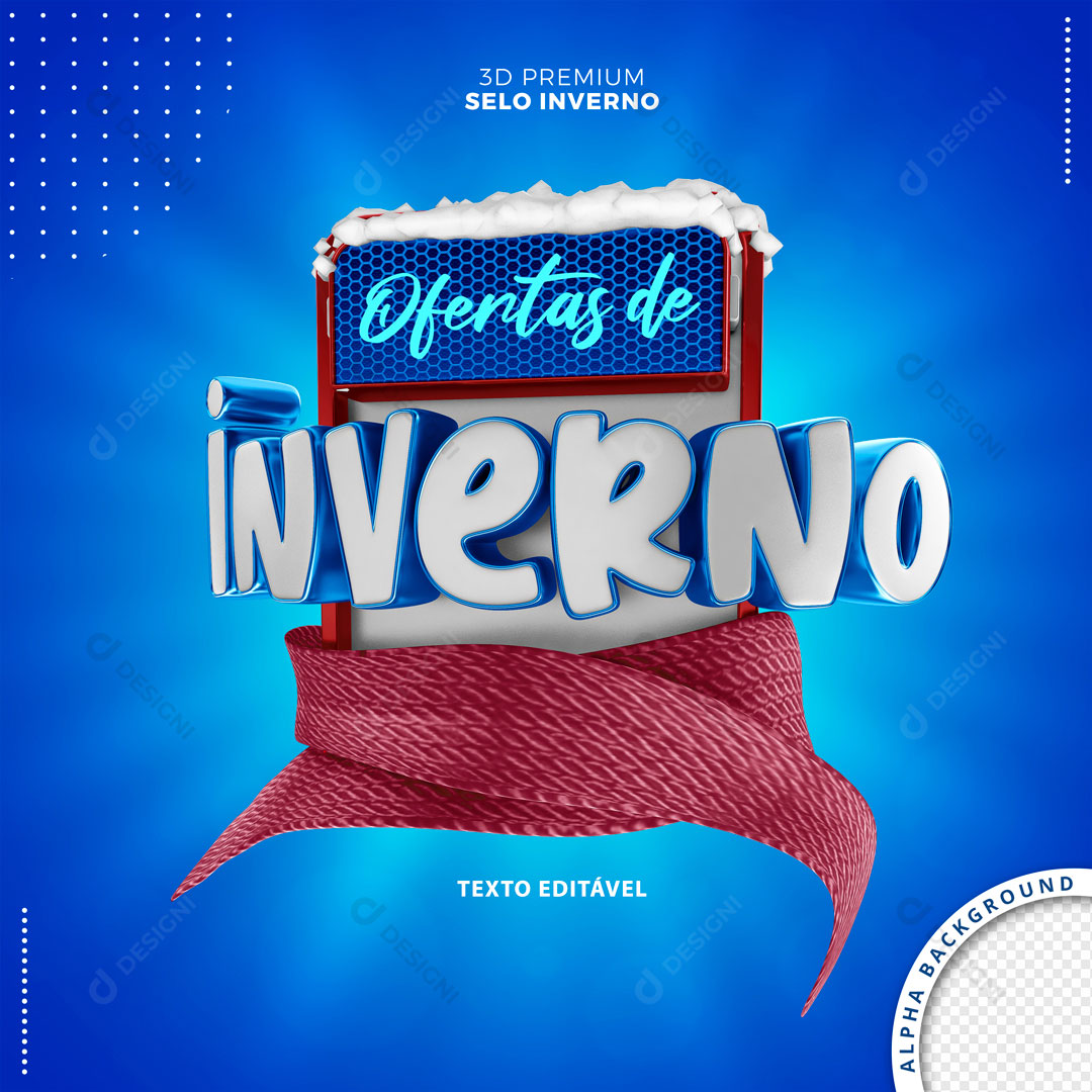 Festival de Inverno Selo 3D Texto Editável PSD