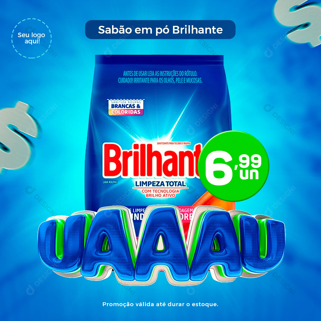 Supermercado Uaaau Produto Sabão Social Media PSD Editável