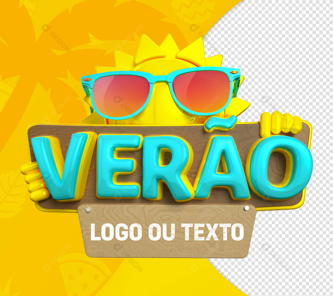 Verão Selo 3D Texto Editável PSD