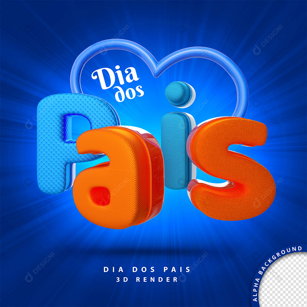 Dia dos Pais Selo 3D Texto Editável PSD