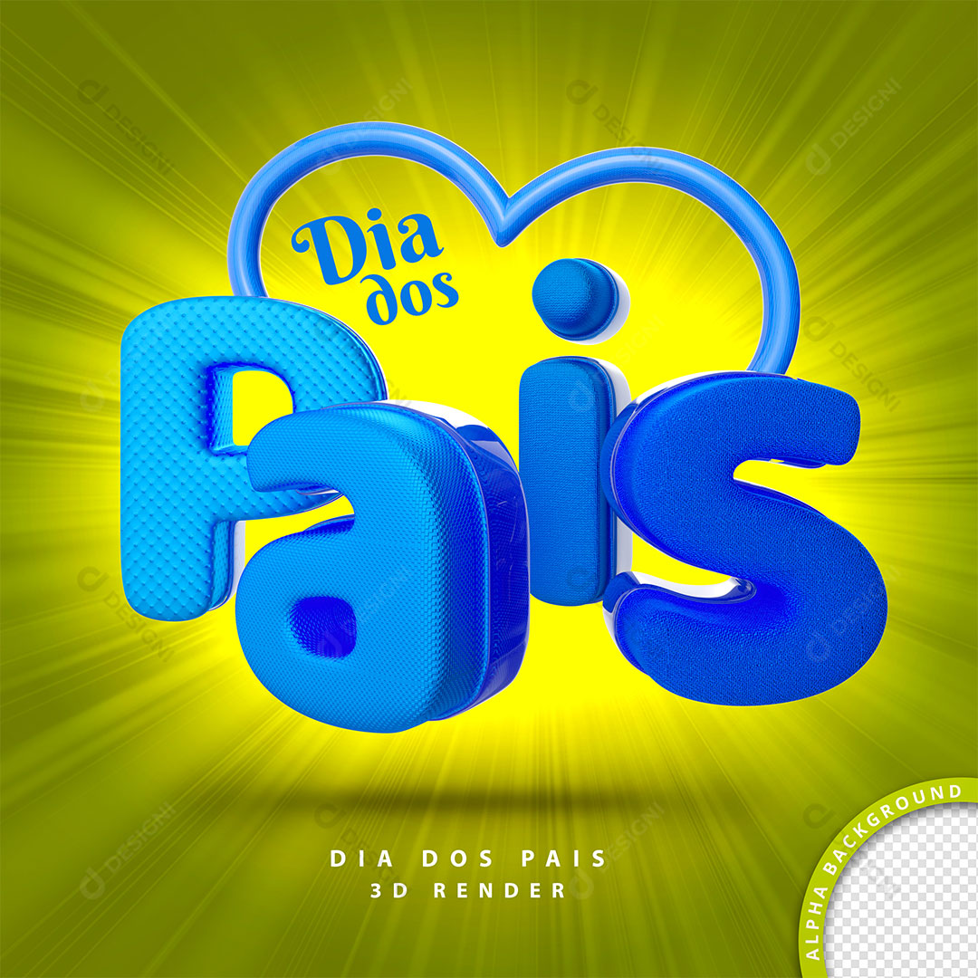 Dia dos Pais Selo 3D Texto Editável PSD