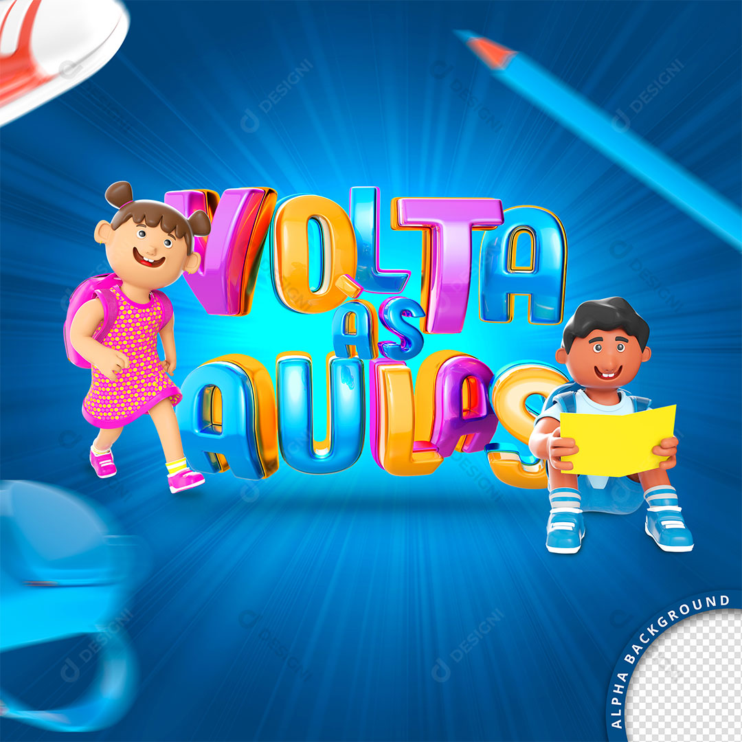 Selo 3D Volta às Aulas Ilustração 3D PSD