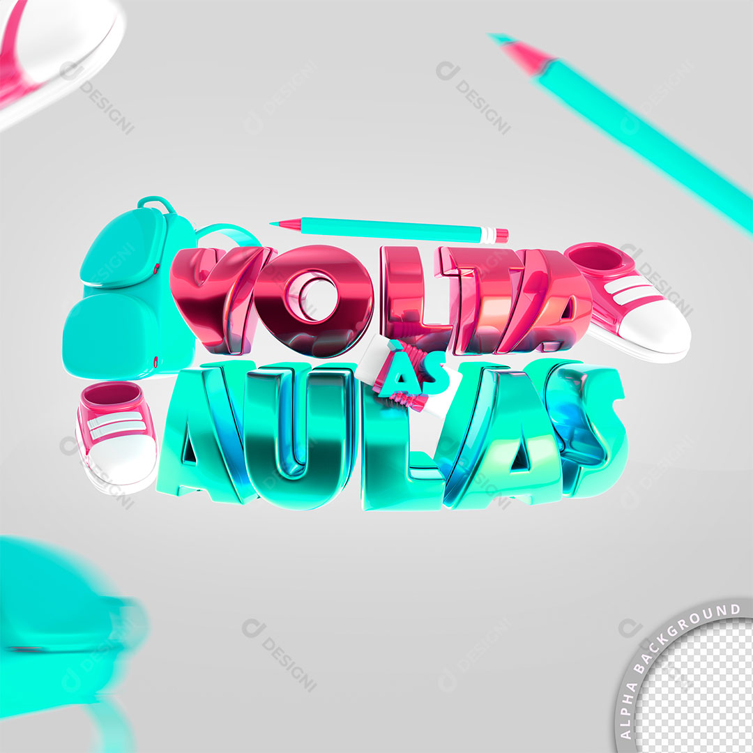 Volta às Aulas Selo 3D Elemento Para Composição PSD