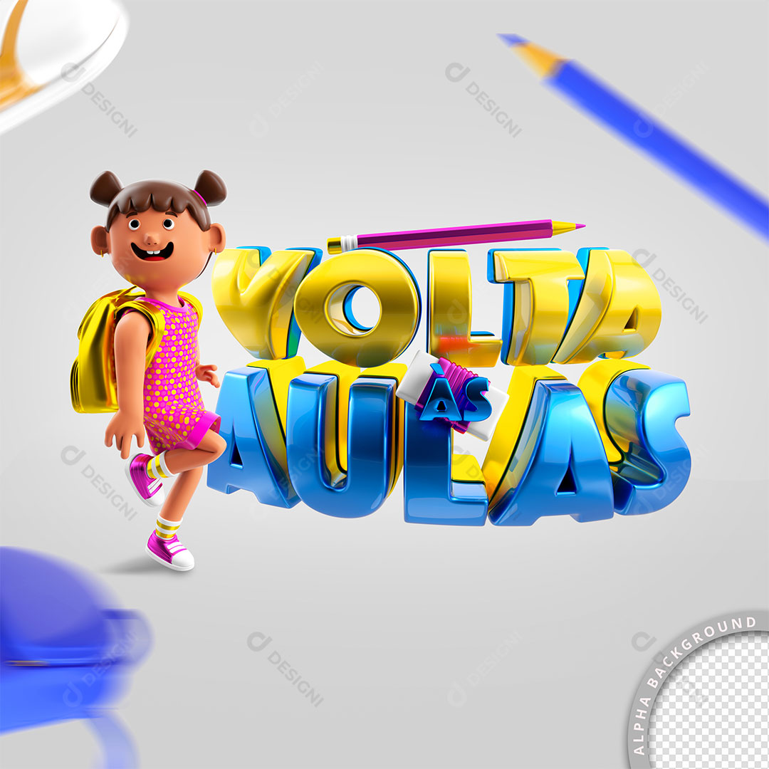 Selo 3D Volta às Aulas Elemento Para Composição PSD