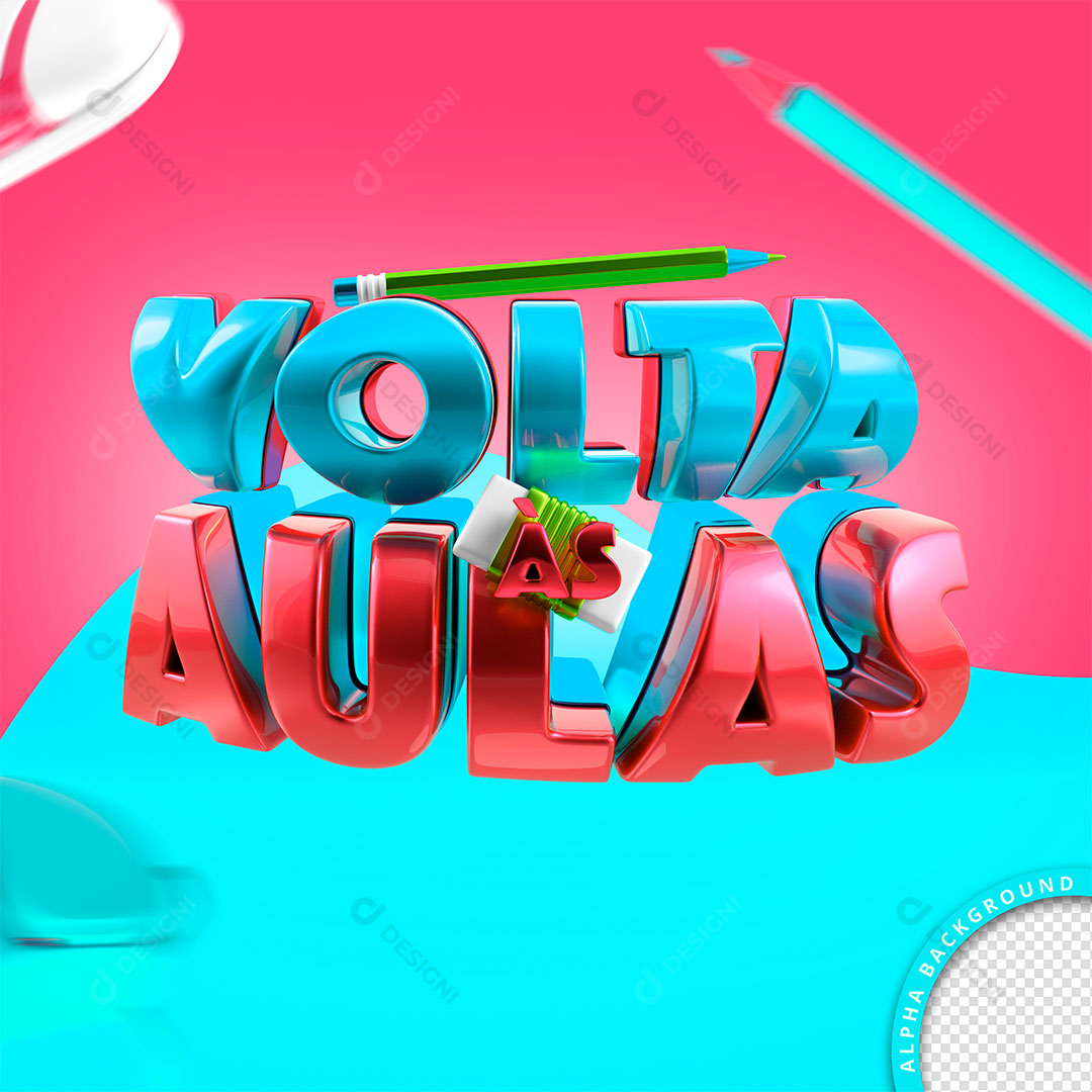 Selo 3D Volta às Aulas Elemento Para Composição PSD
