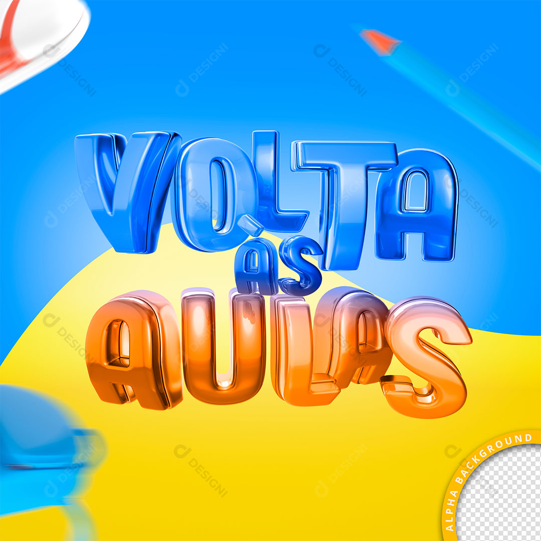 Selo 3D Volta às Aulas Elemento Para Composição PSD