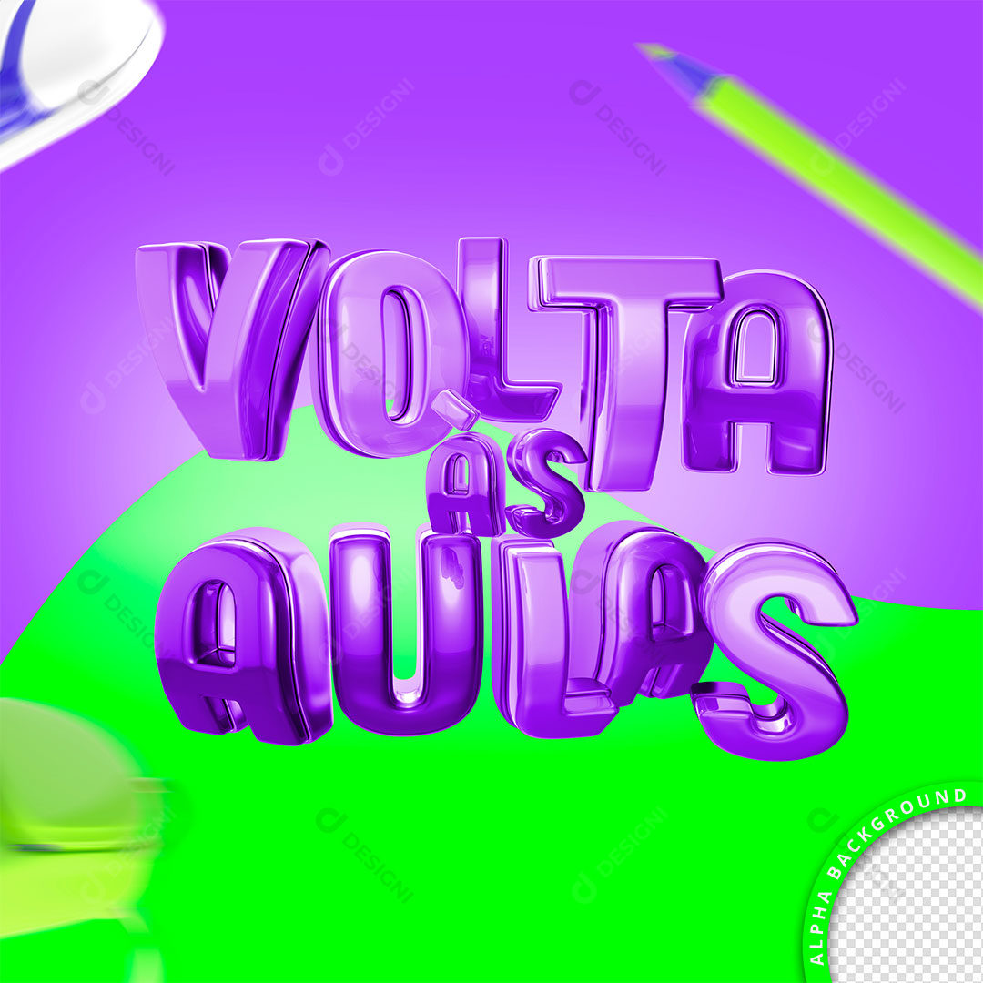 Selo 3D Volta às Aulas Elemento Para Composição PSD