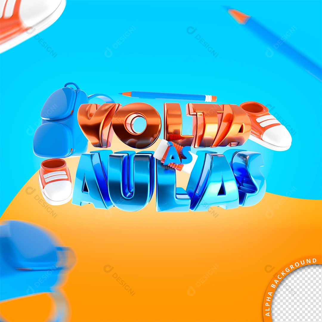 Selo 3D Volta às Aulas Elemento Para Composição PSD