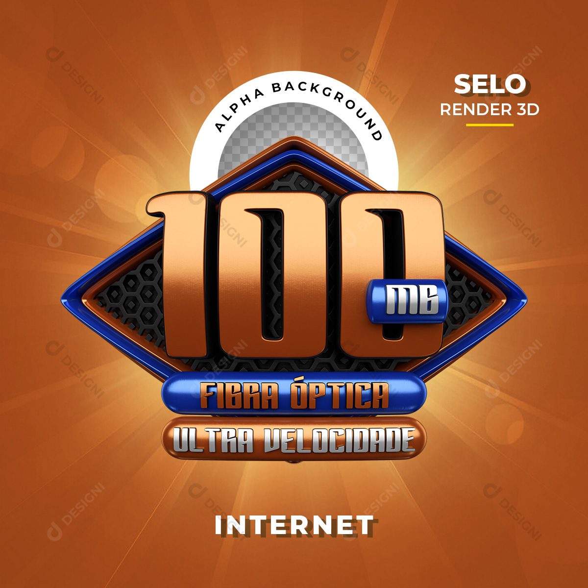 Selo 3D 100 Megas Ultra Velocidade Internet PNG Transparente Sem Fundo