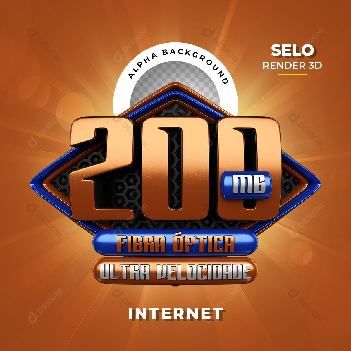 Selo 3D 200 Megas Ultra Velocidade Internet PNG Transparente Sem Fundo