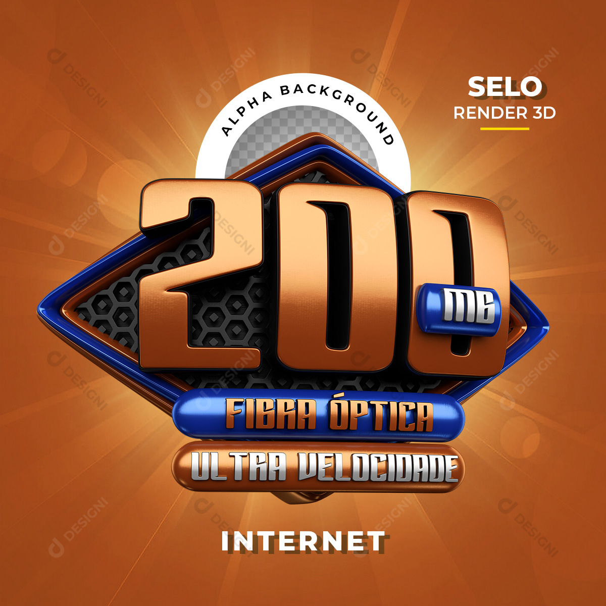 Selo 3D 200 Megas Ultra Velocidade Internet PNG Transparente Sem Fundo