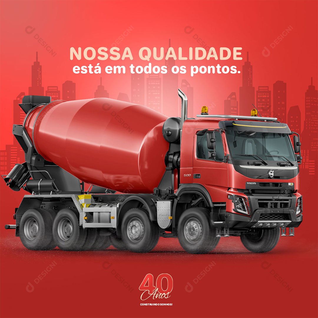 Construção Nossa Qualidade Está em Todos os Pontos Social Media PSD Editável