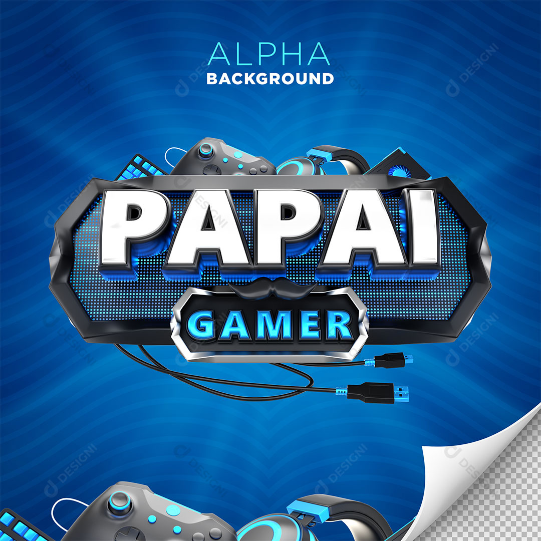 Papai Gamer Selo 3D Para Composição PNG Transparente