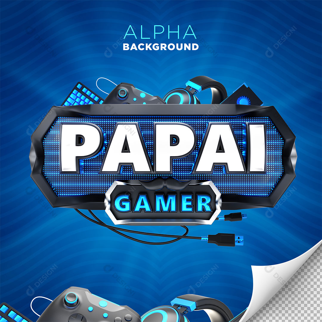 Papai Gamer Selo 3D Para Composição PNG Transparente