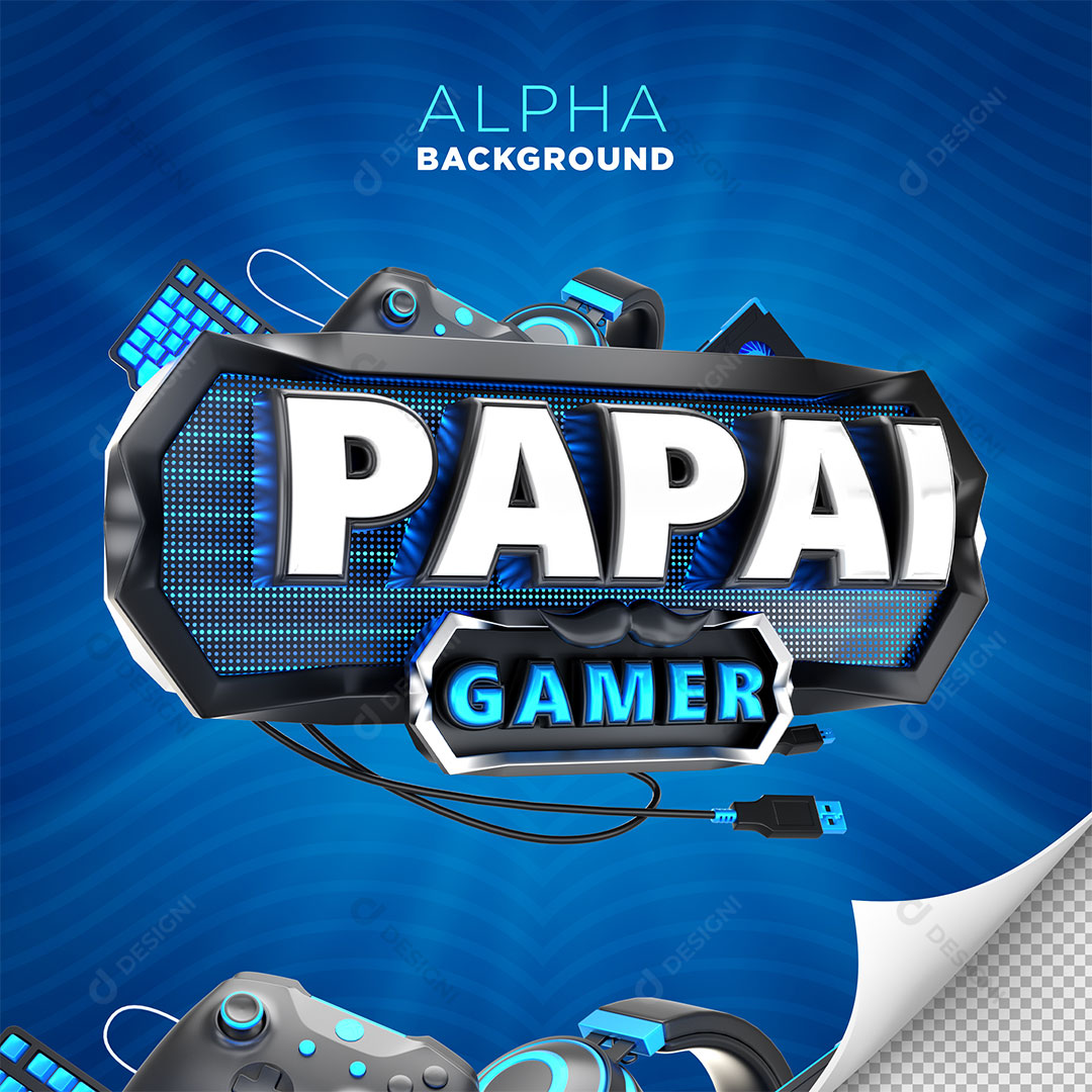 Papai Gamer Selo 3D Para Composição PNG Transparente