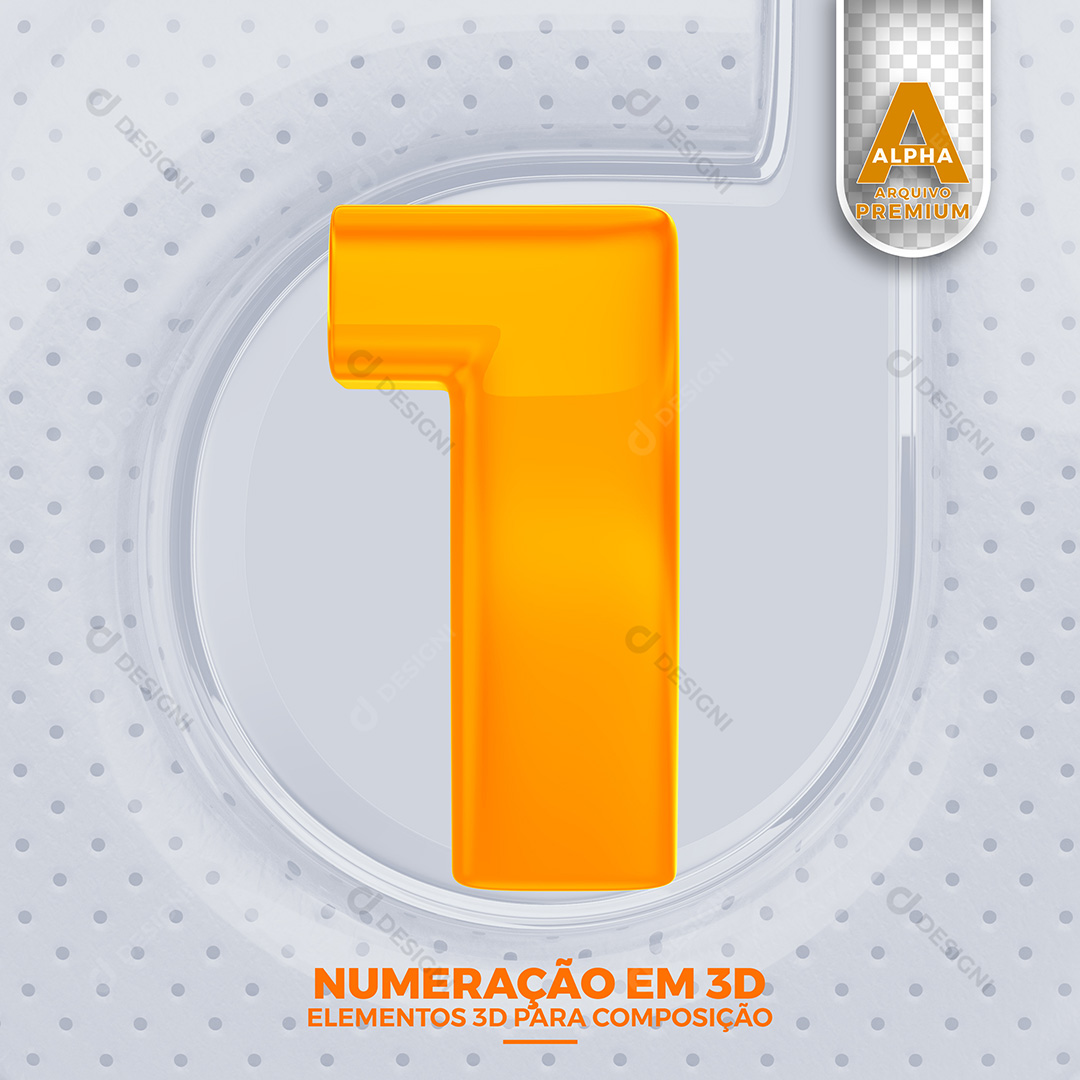 Número 1 3D Elementos PSD